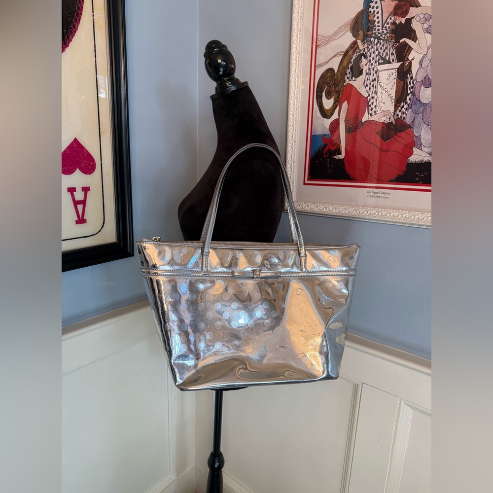 Kate Spade Camelia Street Sophie Metallic Silver Large Tote Bag